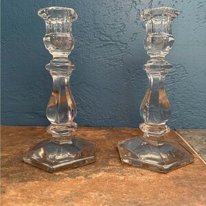 Pair of Vintage Heisey Old Williamsburg Colonial candlesticks